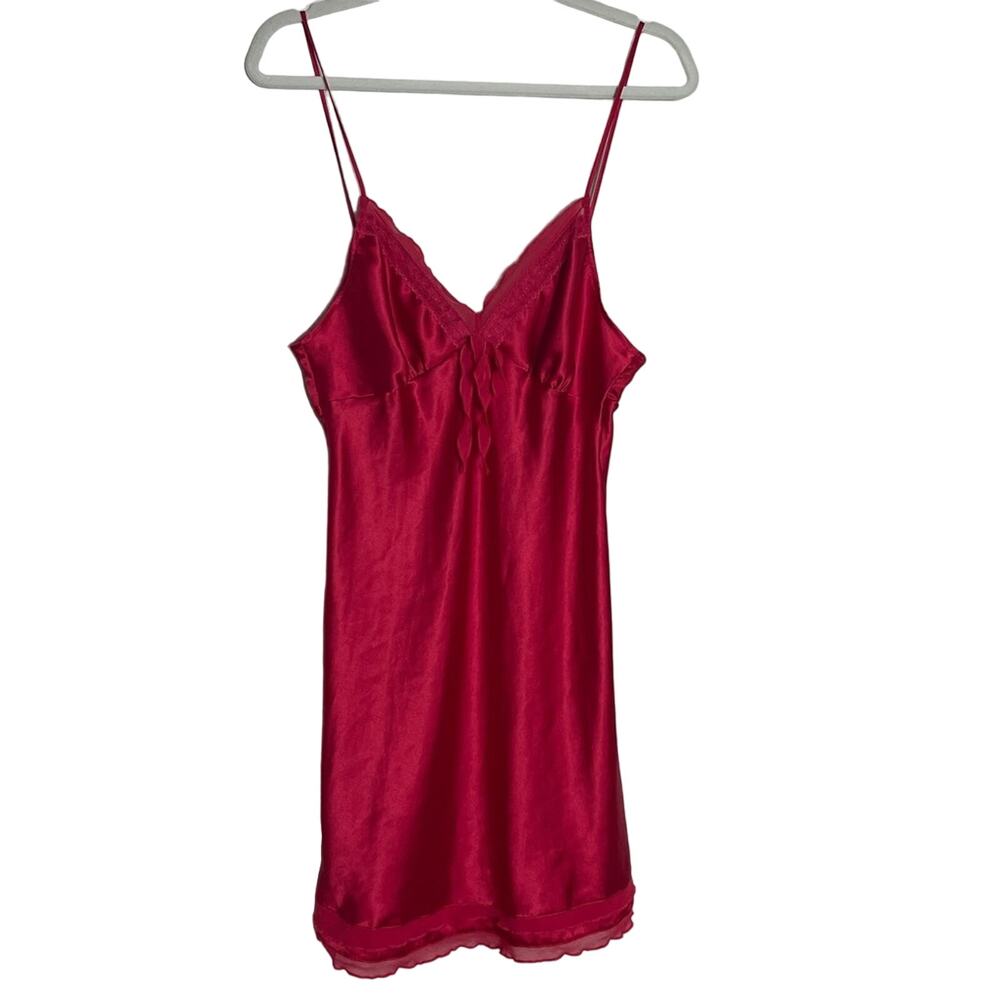 Victoria Secret Mini Slip Dress Lace Chiffon Vintage Red Size M